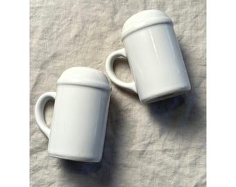 Vintage The Main Ingredients White Ceramic Salt Pepper Shakers Farmhouse Kitchen