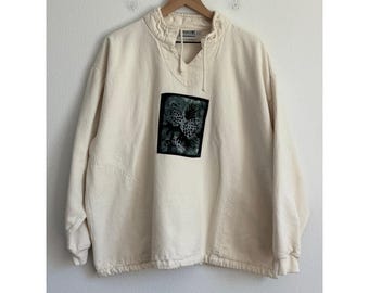 by TAYLOR 90s Vintage Split V-Neck Sweatshirt Oversized Gorpcore Cottagecore