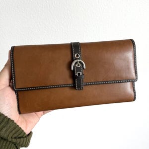 Coach Brown Leather Checkbook Wallet - Etsy