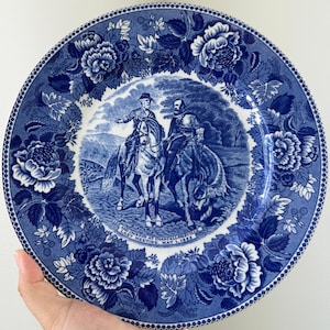"Vintage Blau Staffordshire 24,5 cm Platte Lee & Jackson Kasochsville Jon Roth