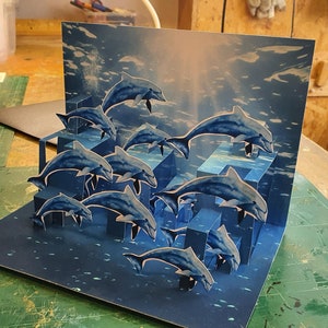 POPUP-Karte "Delfine"