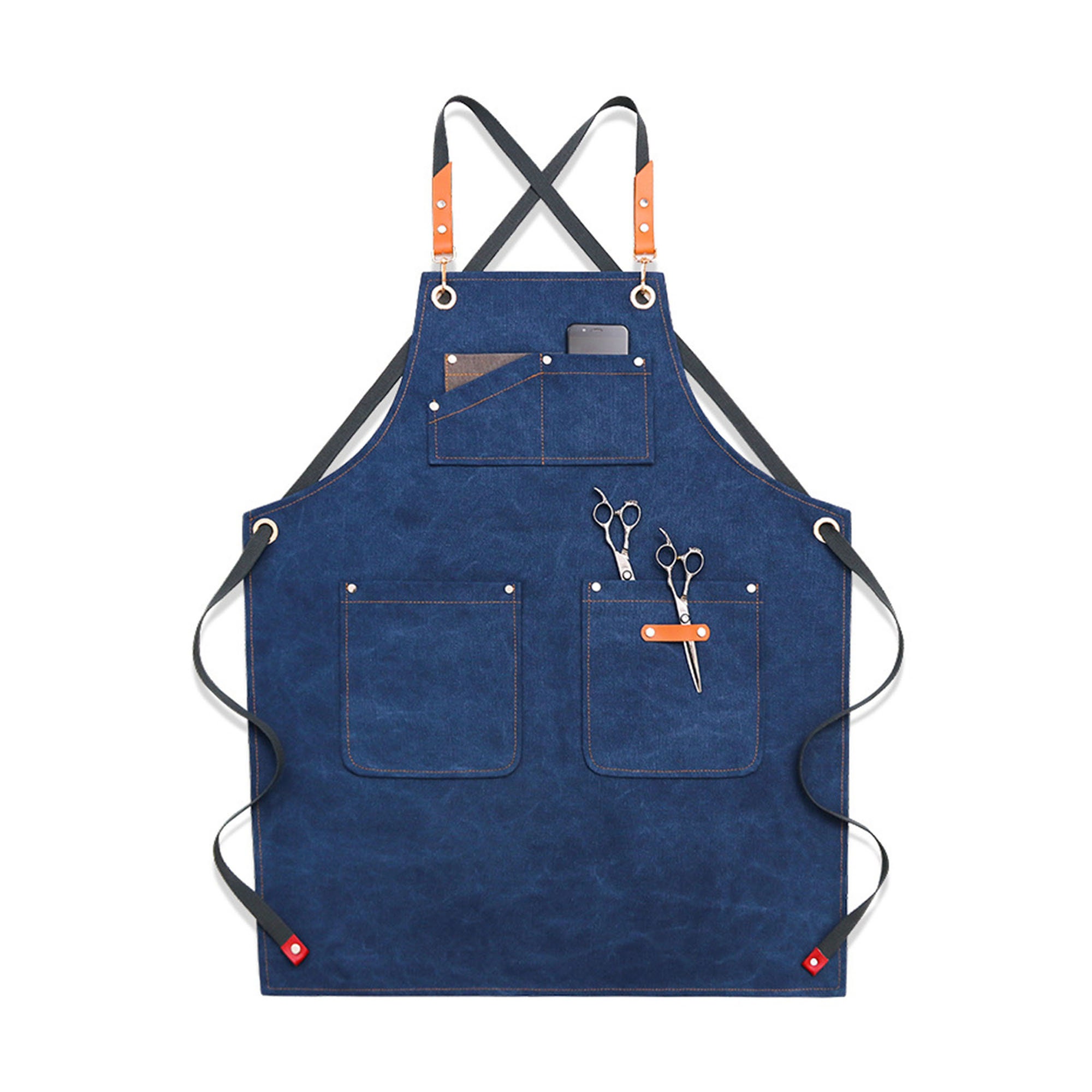 Leather Work Apron With Pockets Grey Canvas Work Apron Waxed Etsy