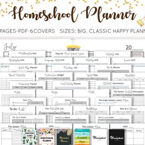 Homeschool Planner Lesson Plan Ultimate Printable Curriculum Academic Schedule Calendar High College Mambi Happy Planner HP Inserts Refill