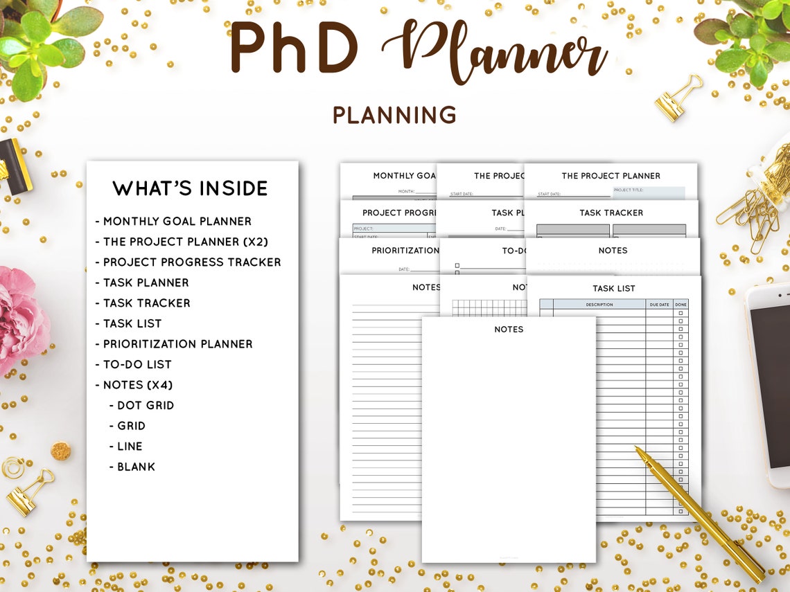 Phd Planner Graduate School Planner Thesis Planner Etsy