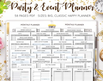Event Planner, Birthday Party Planner, Event Coordinator, Schedule Checklist Organizer Editable Printable Mambi Happy Planner HP Insert PDF