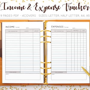 Income and Expense Tracker Spending Log Monthly Expense Finance Planner  Bill Tracker, Spending Tracker, Business expense, Income tracker