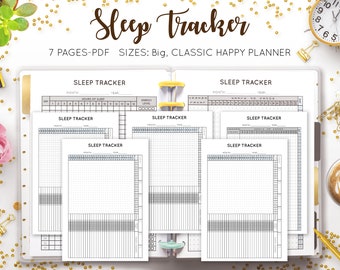 Sleep Tracker Health Tracker Sleep Planner Monthly Sleeping Log Sleep Journal Baby Sleep Log Printable Mambi Happy Planner Insert PDF Refill