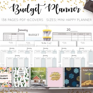 Budget Planner, Monthly Budget, Budget Tracker, Finance Journal, Expense Tracker, Mini Mambi Happy Planner HP Discbound Inserts Refill PDF