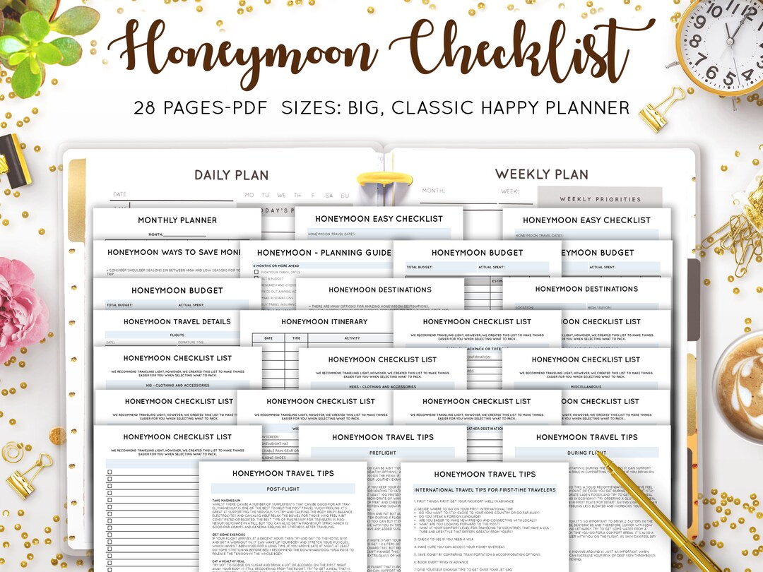 Honeymoon Checklist, Honeymoon Planner, Honeymoon Packing List, Travel