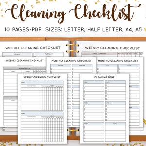 CLEANING PRINTABLE Cleaning Planner Checklist Home Management Daily Weekly Monthly Cleaning Schedule Routine List Template Insert PDF Refill