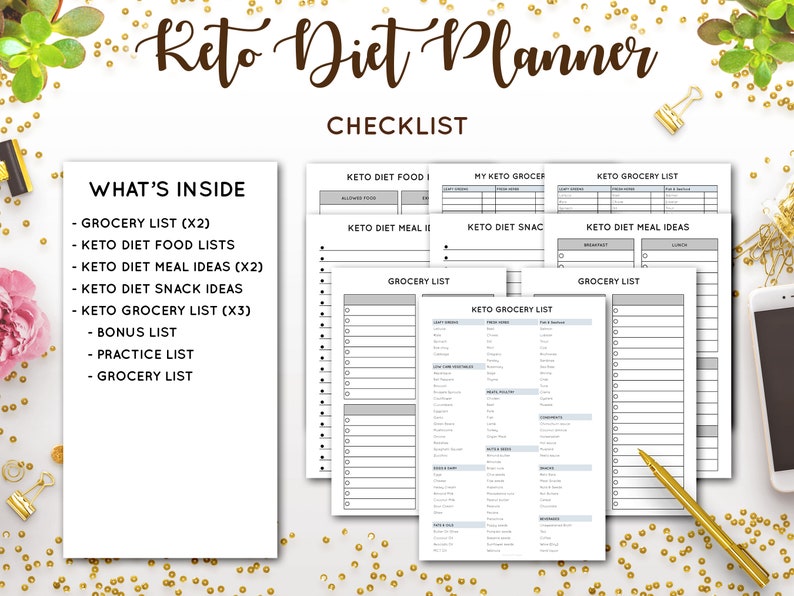 Keto Diet Planner, Weight Loss Tracker, Ketogenic Diet, Low Carb Meal