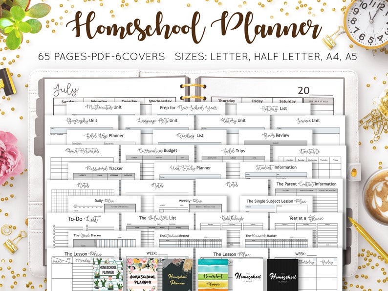 Homeschool Planner Lesson Plan Ultimate Undated Printable Curriculum Academic Monthly Schedule Organizer Calendar College Inserts PDF Refill image 1