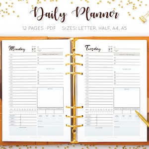 Daily Planner, Printable Daily Schedule, Undated Planner Daily Journal Agenda Template Weekly Hourly Planner To Do Tracker Insert PDF Refill
