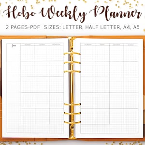 Hobonichi Week Planner, Undated Weekly Planner Printable, Weekly Planner Template, Grid Planner, Hobo Techo, Minimal Insert Refill PDF A4 A5