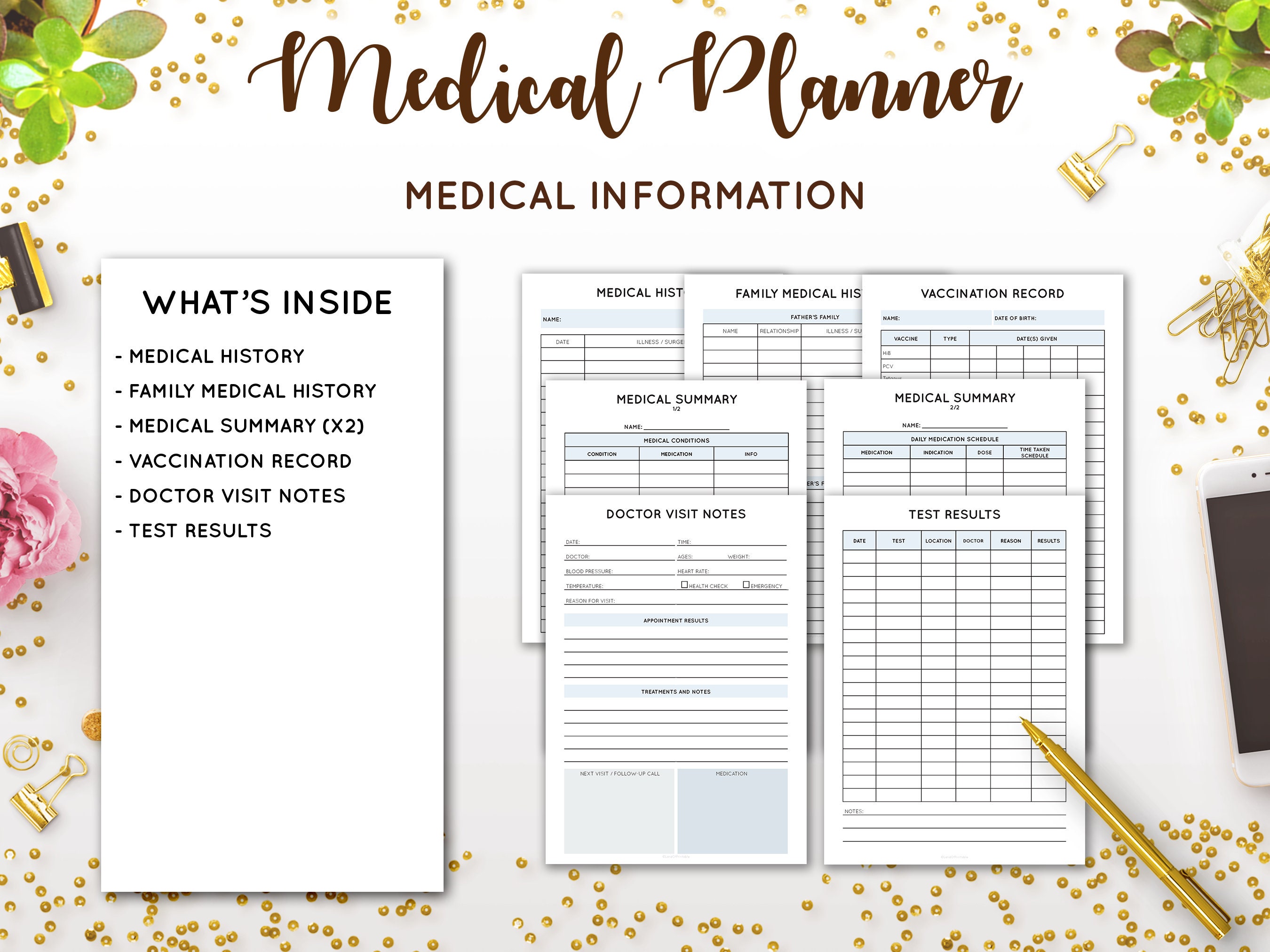 Medical Planner Printable Medical Tracker Medical Binder - Etsy