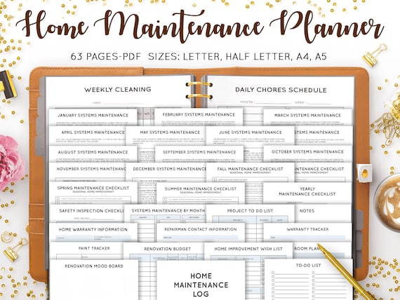Home Maintenance Checklist, Home Management Binder, Home Planner Printable, Home Improvement Planner, Renovation Planner, Inserts PDF Refill
