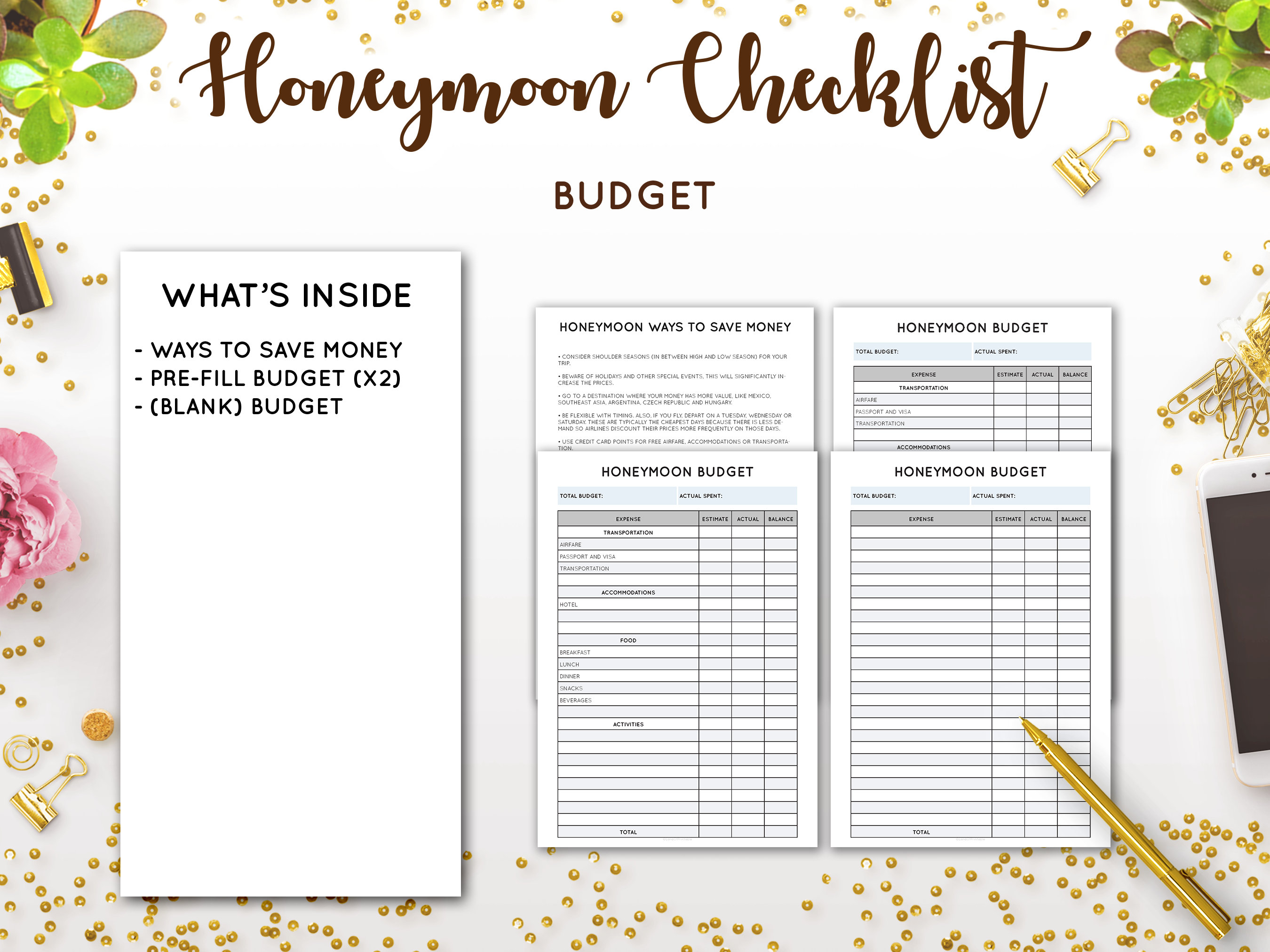 Honeymoon Checklist, Honeymoon Planner, Honeymoon Packing List, Travel ...