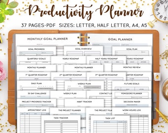 Productivity Planner Project Planner Success Goal Tracker Business planner Management Daily Agenda Organizer Printable Inserts PDF Refill