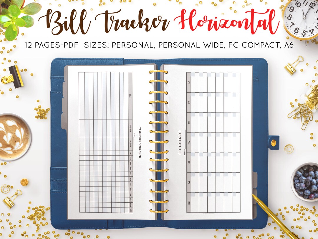 Bill Tracker, Monthly Bill Planner, Bill Calendar, Yearly Bill Tracker ...