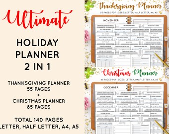 Urlaubsplaner, Urlaubsplaner Bundle, Thanksgiving Planer, Weihnachtsplaner, Urlaub Printables Organizer To Do List Inserts PDF Refill