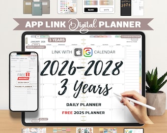 Digital Planner, Goodnotes Planner, 2026 2027 2028, iPad Planner, Notability Planner, Hyperlinked Planner, Daily planner, Weekly Planner