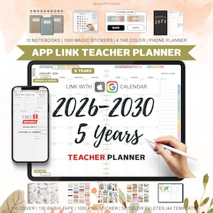 Digital Teacher Planner, 2026 -2030 Digital Planner, Goodnotes Planner, School Planner, Academic Planner, Back to School, Daily Planner