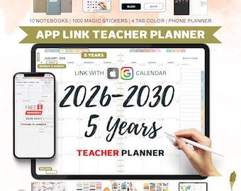 Digital Teacher Planner, 2026 -2030 Digital Planner, Goodnotes Planner, School Planner, Academic Planner, Back to School, Daily Planner