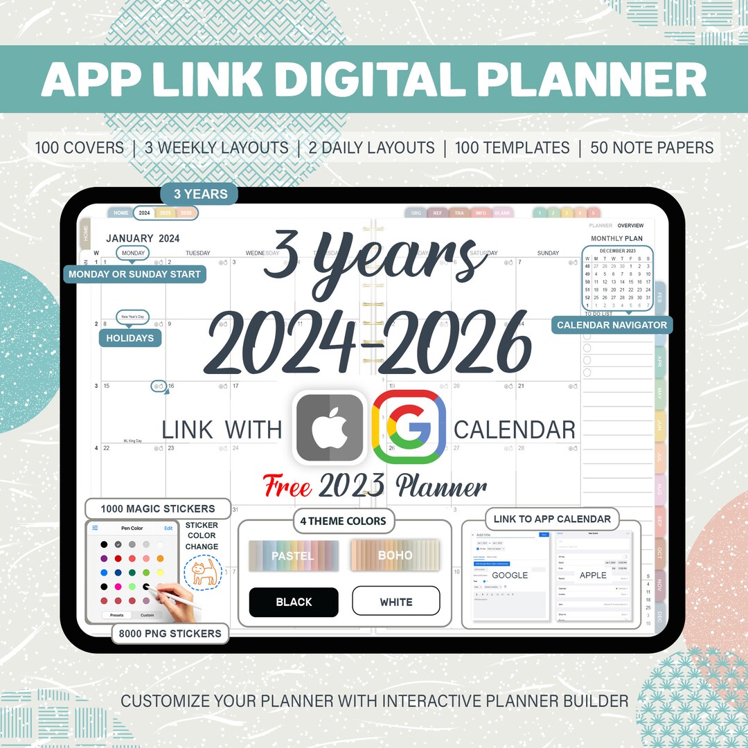 Digital Planner, Goodnotes Planner, 2024 2025 2026, iPad Planner