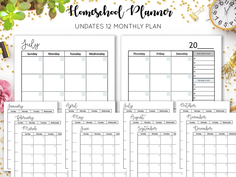 Homeschool Planner Lesson Plan Ultimate Undated Printable Curriculum Academic Monthly Schedule Organizer Calendar College Inserts PDF Refill image 7