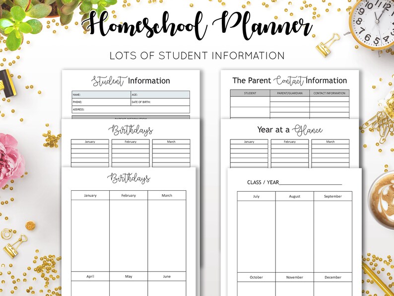 Homeschool Planner Lesson Plan Ultimate Undated Printable Curriculum Academic Monthly Schedule Organizer Calendar College Inserts PDF Refill image 5