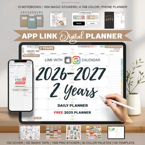 2026 2027 Digital Planner, Goodnotes Planner, Hyperlinked Planner, Daily planner, Apple Reminder Digital Planner, Notability Planner, Penly