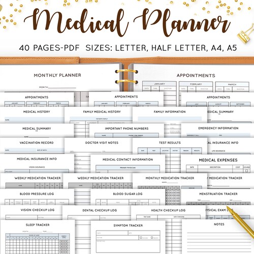 Medical Planner Printable Medical Tracker Medical Binder - Etsy