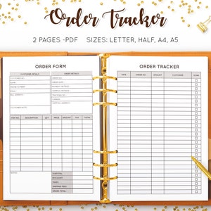 Order Form Template Editable Order Tracker Sales Purchase Order Form Online Business Order Log DIY Printable Inserts PDF Refill Planner