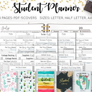 Student Planner, Akademischer Planer, Studienvorlage, Homeschool Planer, Undatierter Organizer, High School, College, fügt PDF Refill ein