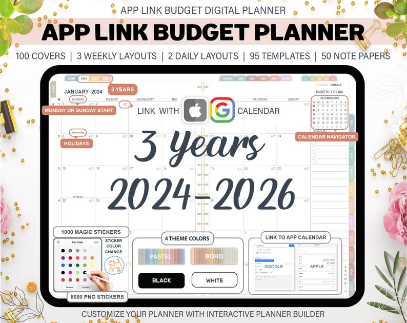 Digital Budget Planner 2024 2025 2026 Budget Planner Etsy
