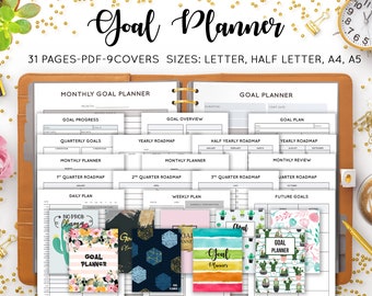 Goal Planner, Goal Tracker, Goal Worksheet, Goal Setting, Productivity, Goal Planning Kit, Vision Board Project Printable Inserts PDF Refill