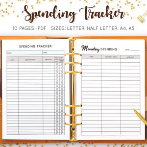 Spending Tracker Spending Log Expense Tracker Bill Finance Planner Money Tracker Budgeting Printable Transaction Log PDF Inserts Refill