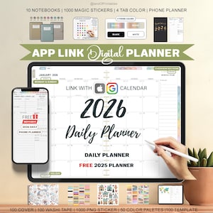 Digital Planner, Goodnotes Planner, 2026 Planner, iPad Planner, Notability Planner, Hyperlinked Planner, Daily planner, Goodnotes Template