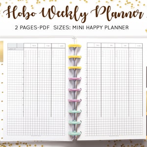 Hobonichi Week Planner, Undated, Grid Planner Hobo Techo, Minimal Template Mambi Discbound Mini HP Happy Planner Printable Insert Refill PDF
