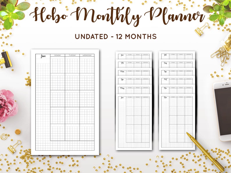 Hobonichi Monthly Printable, Undated Monthly Planner, Grid Planner ...