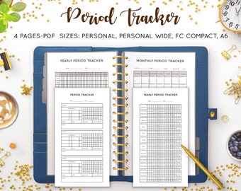 Period Tracker Printable, Ovulation Tracker, Fertility Planner, PMS Menstrual Cycle Pregnancy Personal Wide A6 FC Compact Inserts Refill PDF
