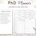 Phd Planner, Graduate School Planner, Thesis Planner, Dissertation ...