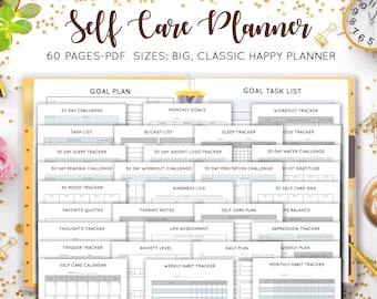 Self Care Planner Self Care Journal Self Care Kit Wellness Planner Mental Health Workbook Mindfulness Mambi Happy Planner Inserts PDF Refill