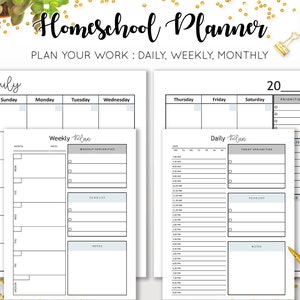 Homeschool Planner Lesson Plan Ultimate Undated Printable Curriculum Academic Monthly Schedule Organizer Calendar College Inserts PDF Refill image 2