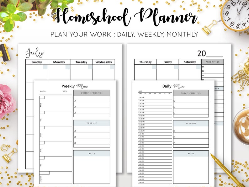 Homeschool Planner Lesson Plan Ultimate Undated Printable Curriculum Academic Monthly Schedule Organizer Calendar College Inserts PDF Refill image 2