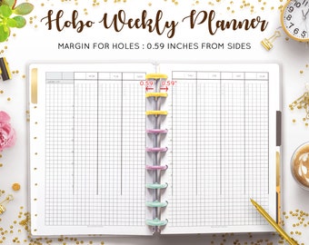 Hobonichi Week Planner, Undated Weekly Planner Printable, Weekly Planner Template, Grid Planner, Hobo Techo, Minimal Insert Refill PDF A4 A5