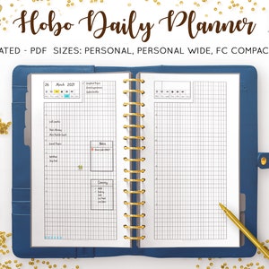 Hobonichi Daily Planner, Hourly Planner, Grid Planner, Hobo Techo, Minimal Filofax Personal Wide A6 FC Compact PDF Printable Inserts Refill