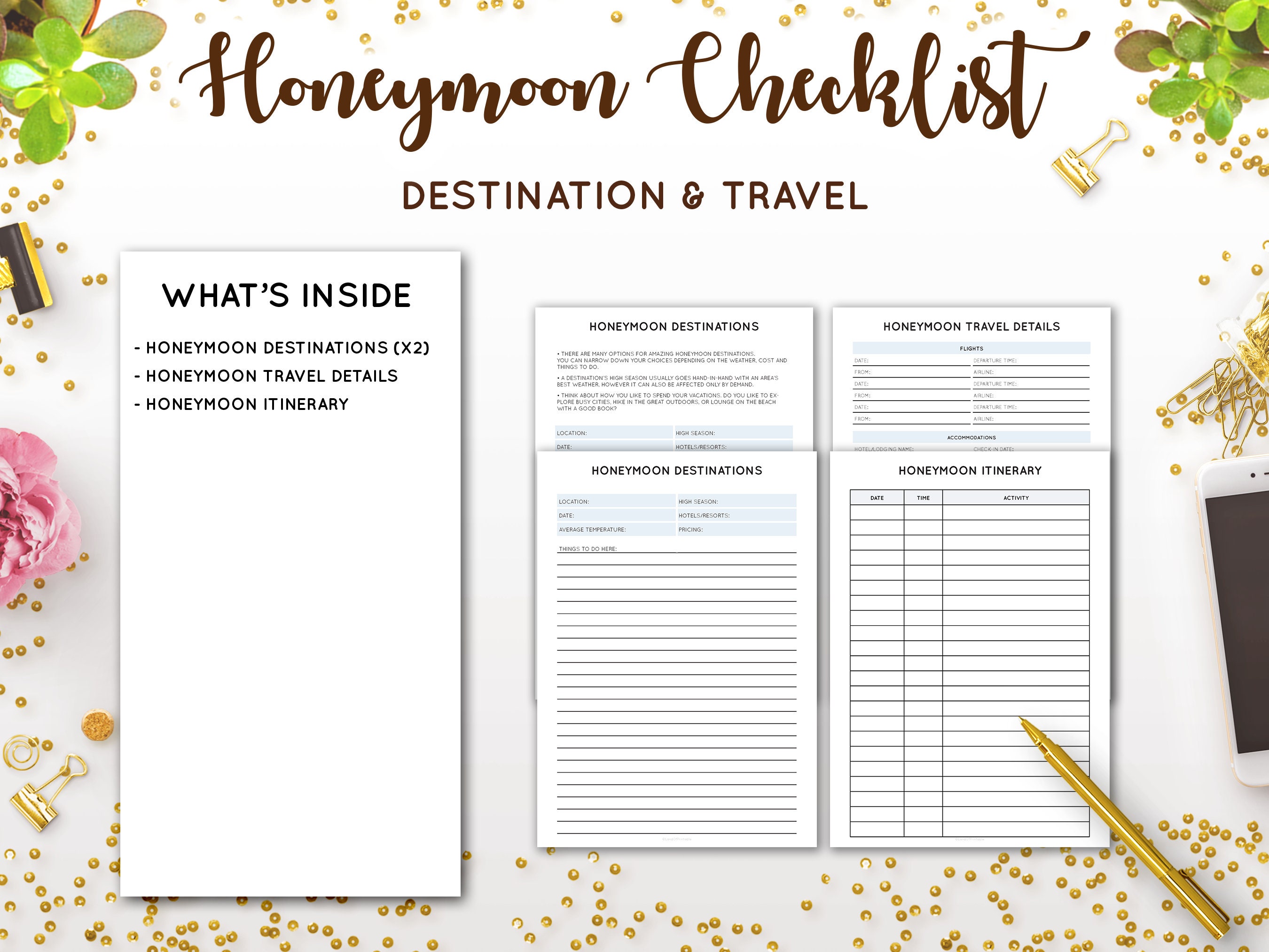 Honeymoon Checklist, Honeymoon Planner, Honeymoon Packing List, Travel