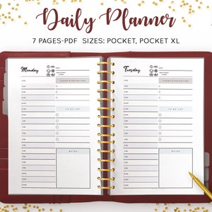 Minimal Daily Planner Printable: Pocket & XL Sizes (PDF)