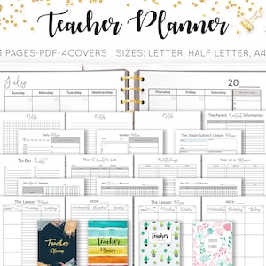 Teacher Planner, Lesson Plan Template, Academic Planner, Undated Printable, Organizer, Student, High College, Home School, Insert PDF Refill